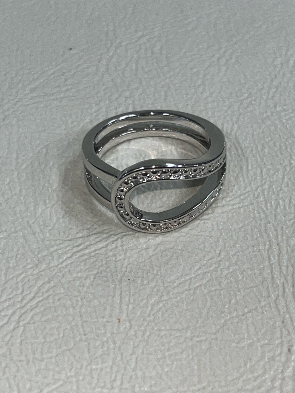 Silver-tone Open Loop Pavé Ring